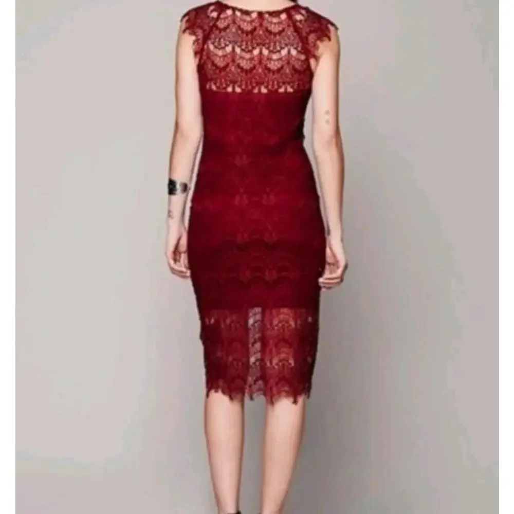 Free‎ People Peek A Boo Lace Dress S Red Whimsygoth